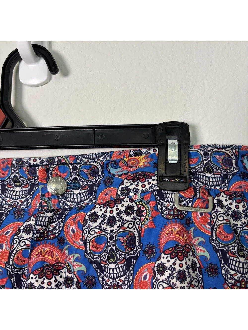 Peter Millar Swim Trunks Mens L Sugar Skull Print Lined Board Shorts Beach EUC